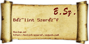 Bálint Szeráf névjegykártya